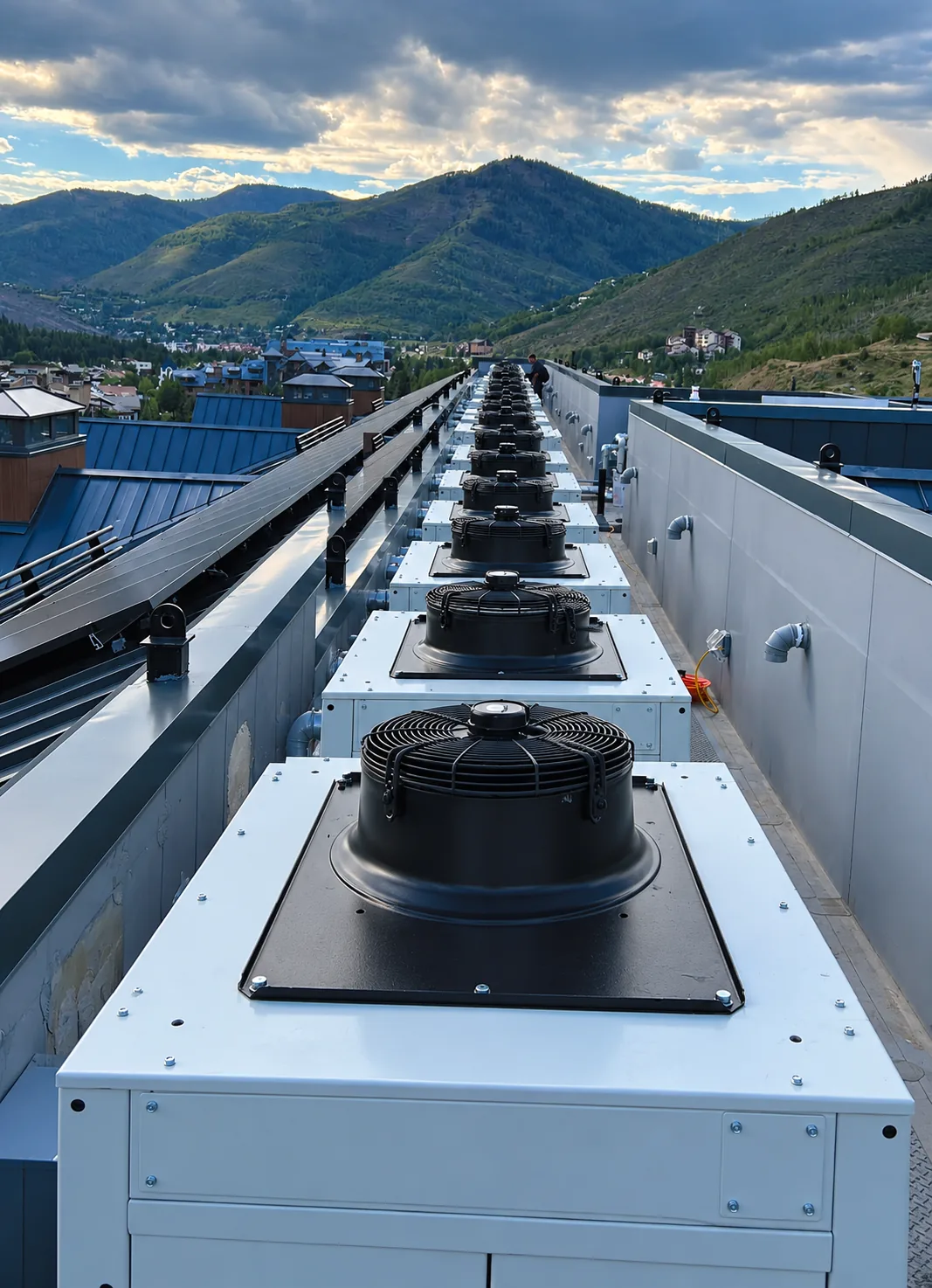 Rooftop array of EKS condensing units