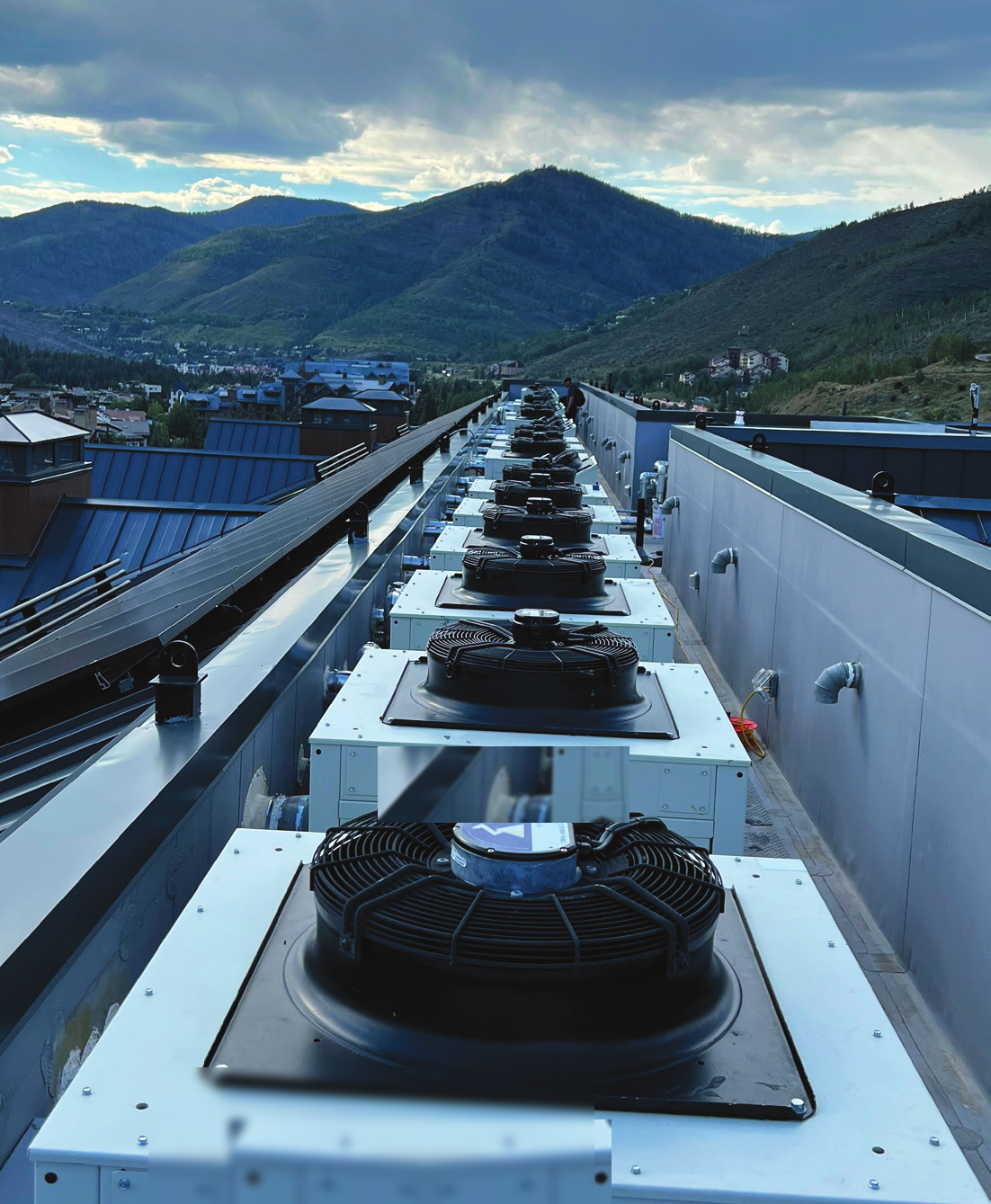 Rooftop array of EKS condensing units